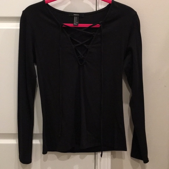 Forever 21 Tops - Black Lace Up Top - F21